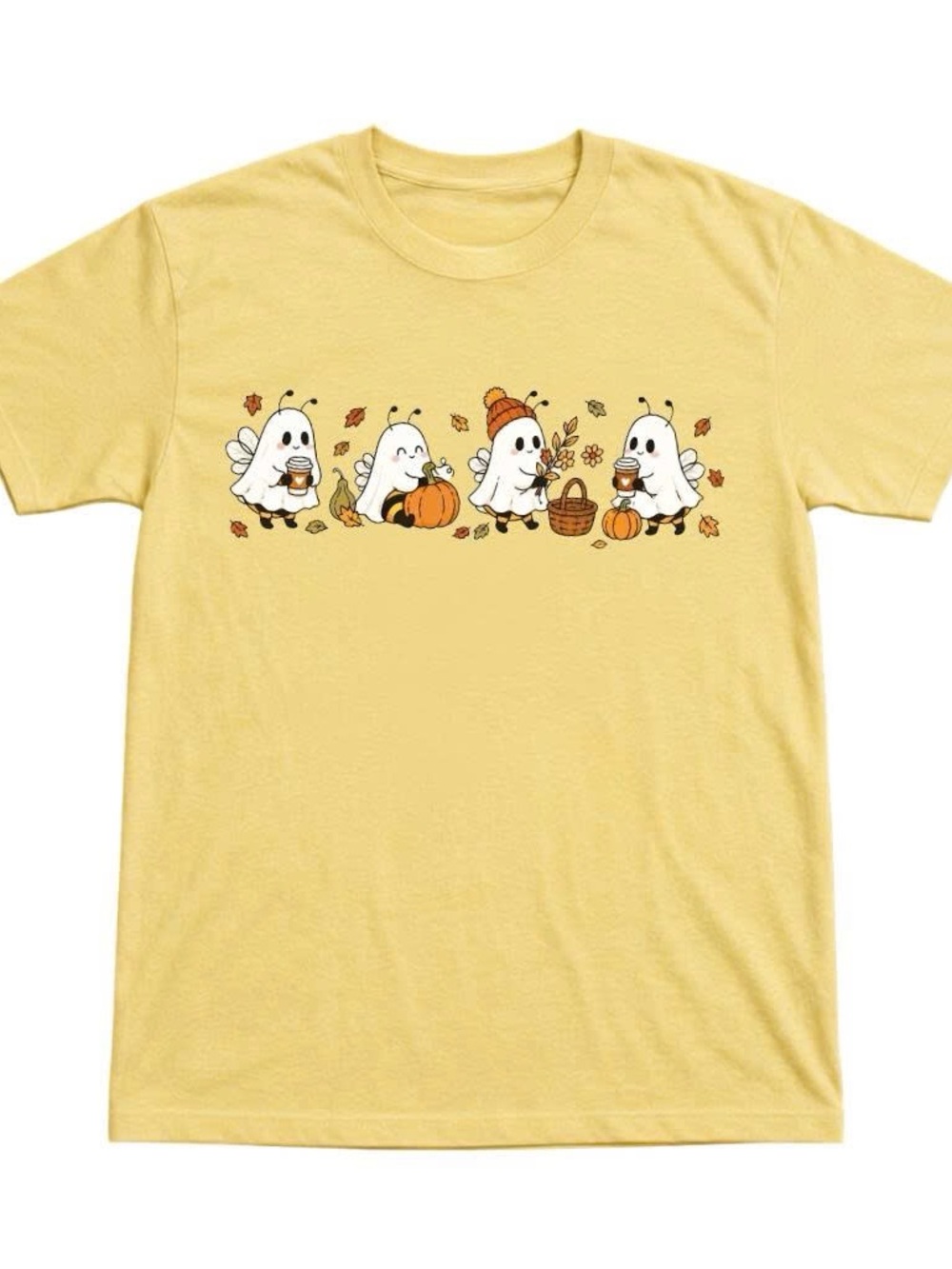 Gildan Shirt with Cute Ghost Pets and Pumpkin Fall Graphic Tee